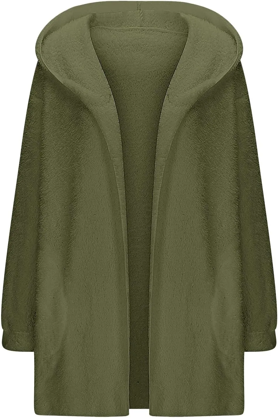 Miyaomn Women's Hooded Cardigans Fuzzy Fleece Oversized Long Jackets Hoodies Winter Warm Open Front Plush Sherpa Coat Outwear