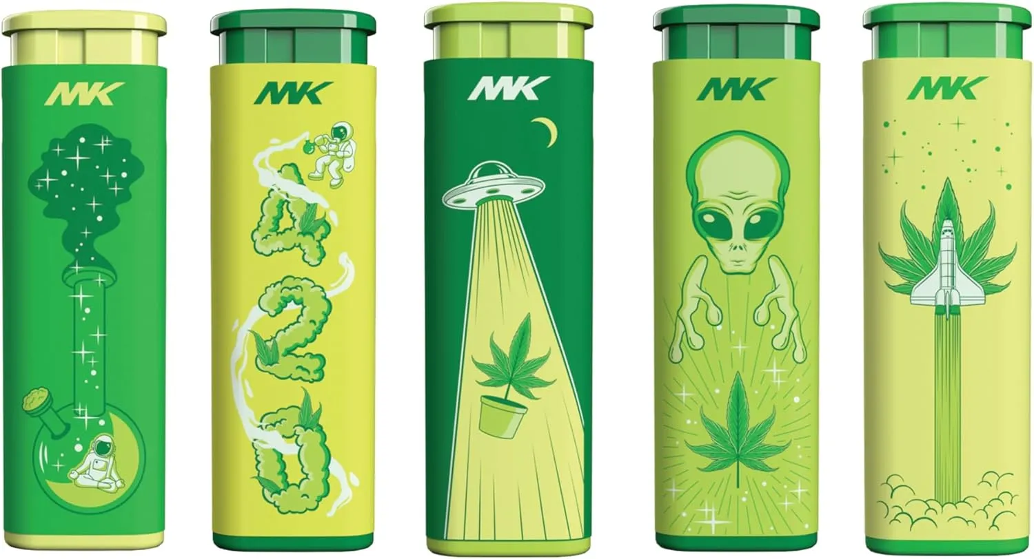 MK Wind Proof Jet Flame Lighters, 5PCS Striking Design, Ideal as Lighters for Candle, Camping, Outdoor use, Butane Refillable Lighter (Connection-5PC)