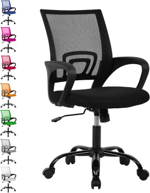 MKDLUFEI Modern Black Office Chair, Ergonomic Mesh Back with Lumbar Support, Adjustable Height, Breathable Mesh, 250 lbs Capacity