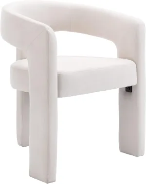 Modern Barrel Dining Chair, Linen Upholstered Accent Side Chair with Arms Comfy Makeup Vanity Chair, Dining Living Room Kitchen Chair, Beige