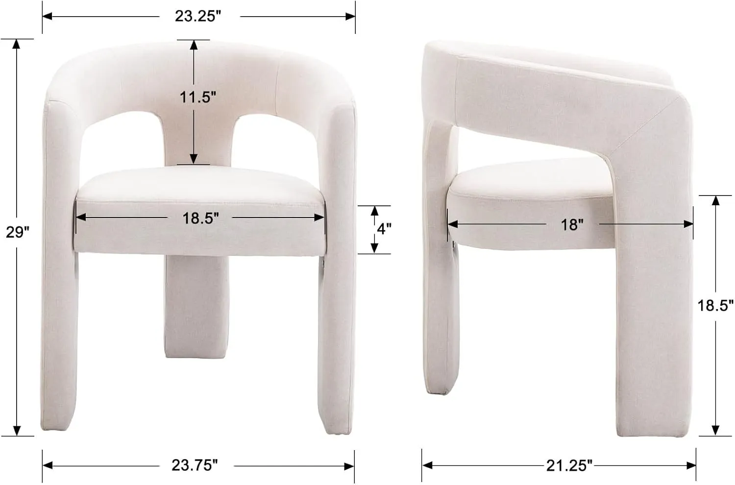 Modern Barrel Dining Chair, Linen Upholstered Accent Side Chair with Arms Comfy Makeup Vanity Chair, Dining Living Room Kitchen Chair, Beige