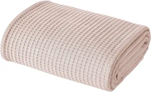 Modern Threads 100% Cotton Waffle Thermal Blanket, Blush, Full/Queen