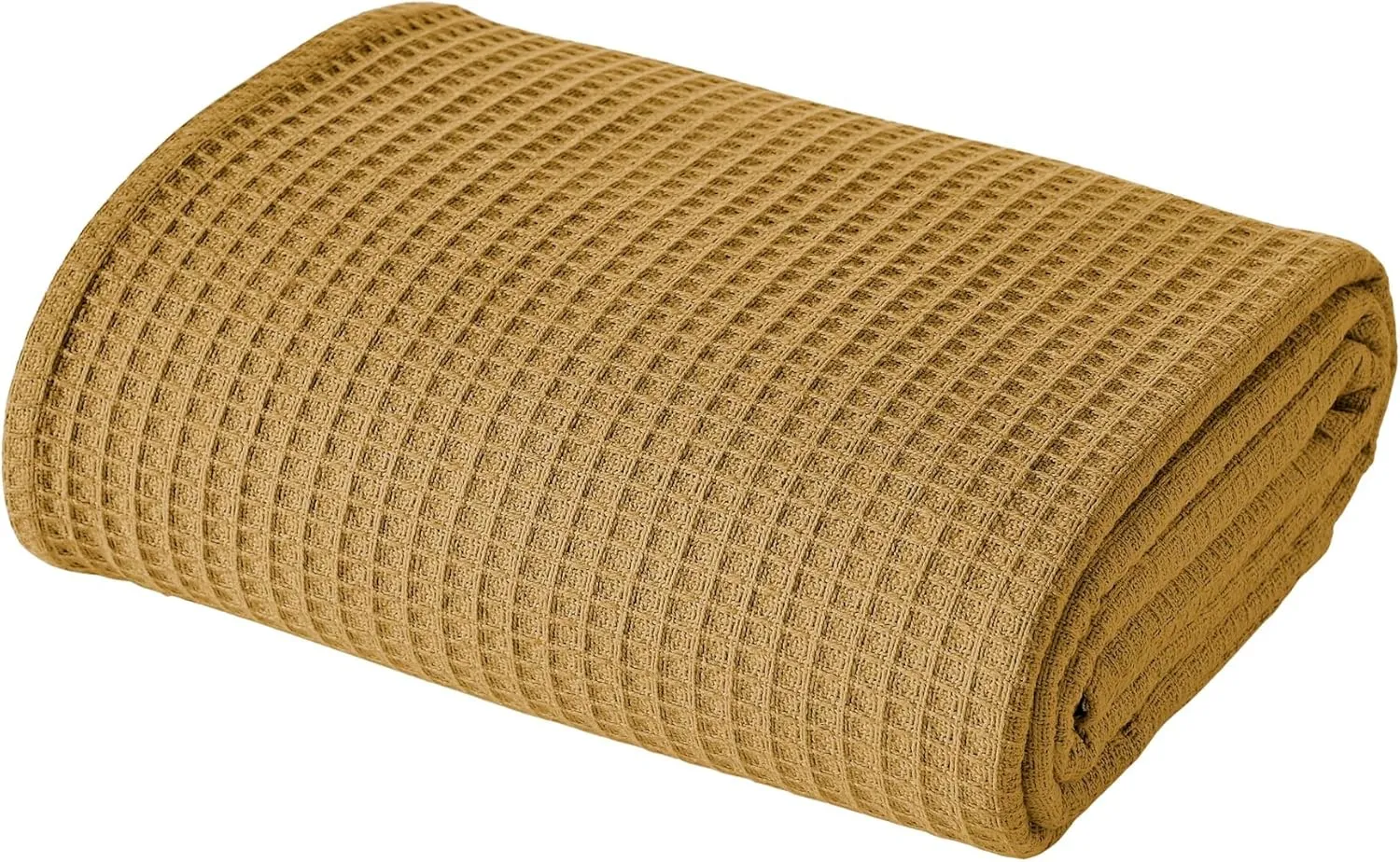 Modern Threads 100% Cotton Waffle Thermal Blanket, Gold, Full/Queen