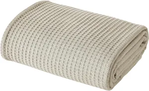 Modern Threads 100% Cotton Waffle Thermal Blanket, Oatmeal, Full/Queen