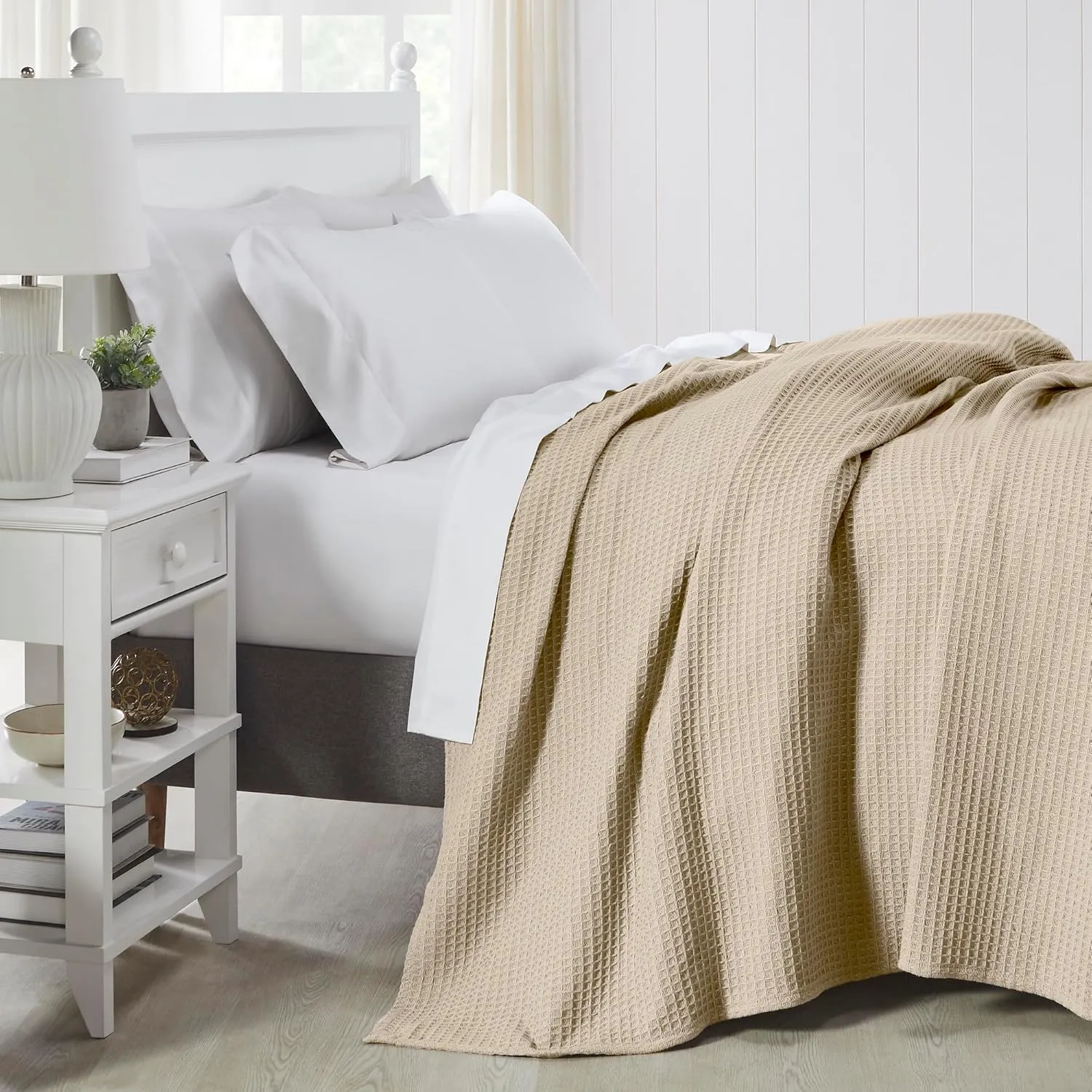 Modern Threads 100% Cotton Waffle Thermal Blanket, Taupe, Full/Queen