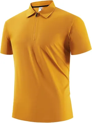Moisture Wicking Shirts for Men Collared Quarter Zip Short Sleeve Mesh Shirt Quick Dry Golf Shirts Turndown Big and Tall