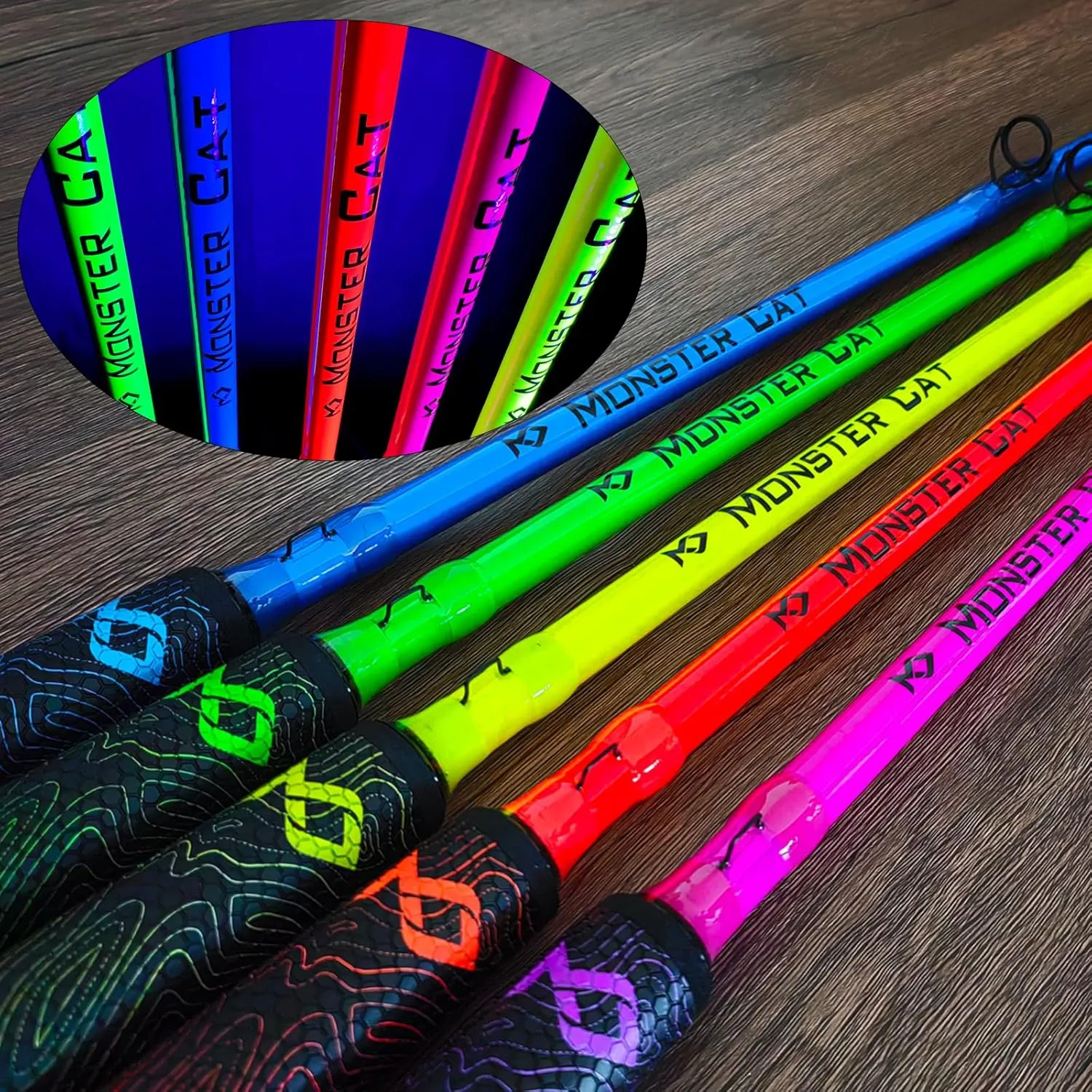 Monster Catfish Rod, 1 Piece 7’ Glow in The Dark Catfishing Casting Rods Durable S-Glass and Carbon Graphite Catfish Fishing Pole Super Grip with EVA Foam Medium Heavy