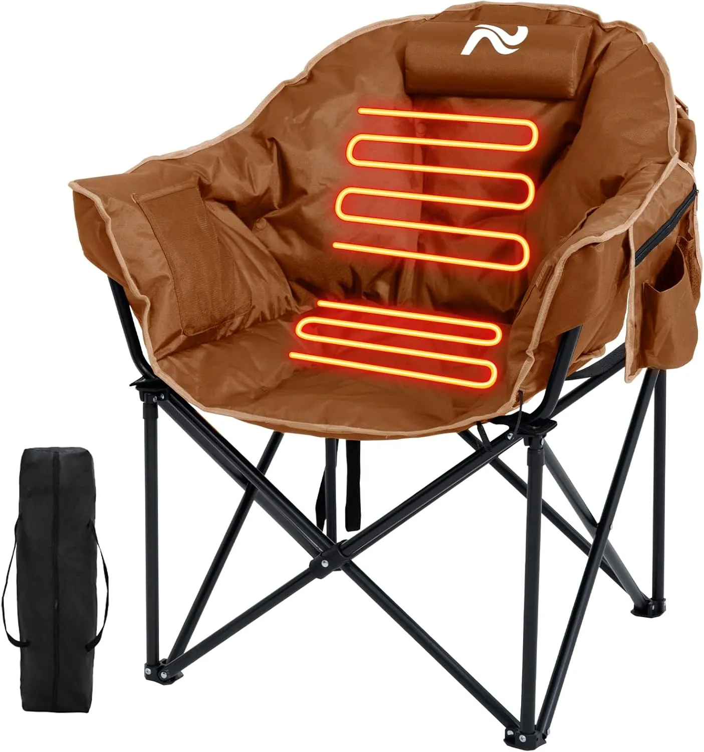 MOPHOTO Heated Camping Chair, Portable Heated Camping Chairs Outdoor, Padded Oversized Heated Folding Chairs Outdoor Sports, Heating Lawn Chair Patio Lounge Chairs for Adults