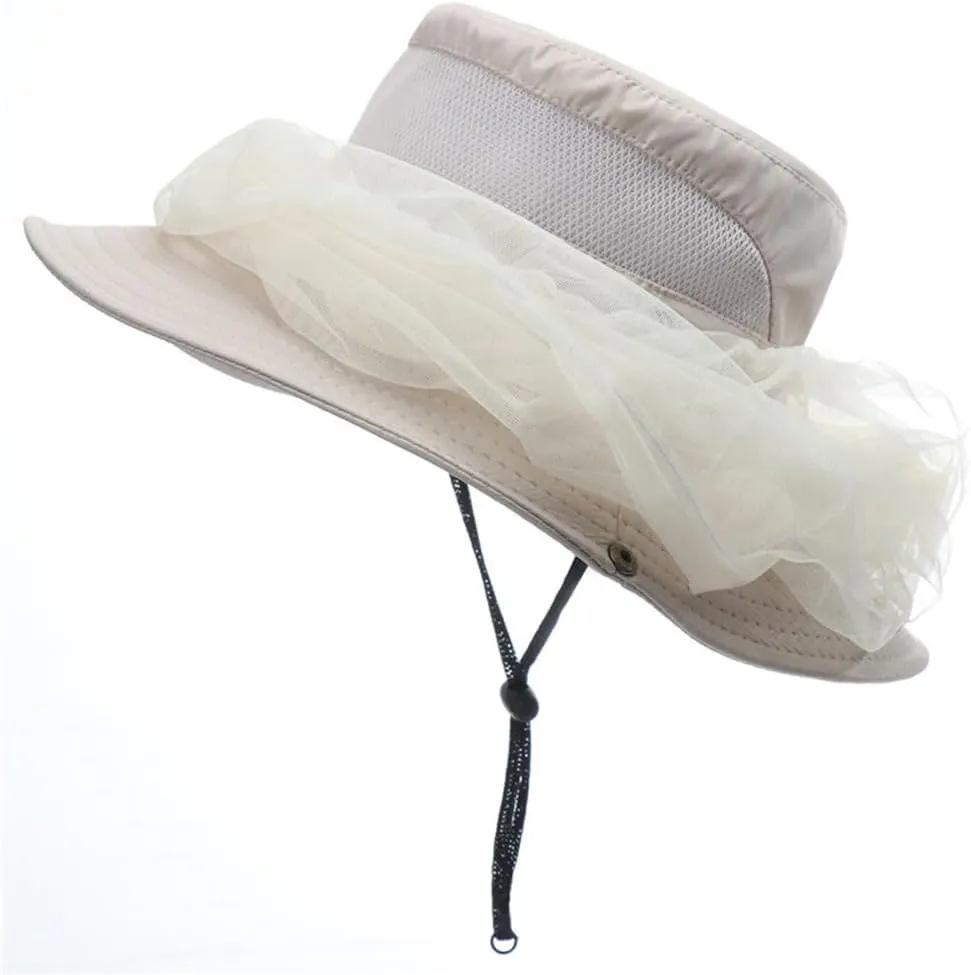Mosquito Net Hat - Safari Sun Visor Hat with Removable Bug Net for Outdoor Men and Women