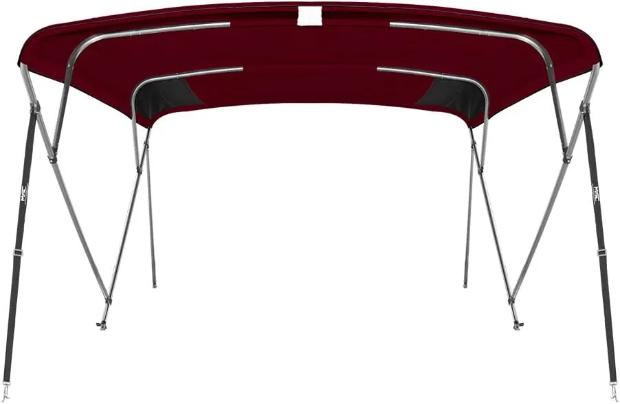 MSC 3 Bow 4 Bow Bimini Top Boat Cover,600D Solution Dyed Polyester,2 Support Poles& 4 Adjustable Straps Included