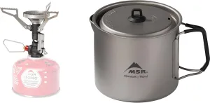 MSR PocketRocket Deluxe Ultralight Backpacking Stove with MSR Titan Titanium Camping Kettle, 900 mL