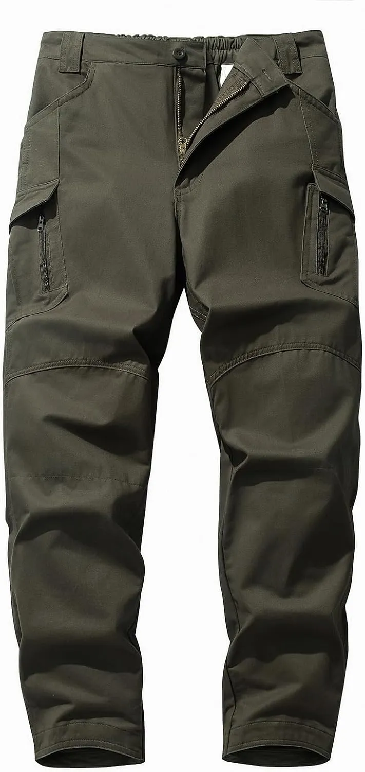 Mylldey Men's Hiking Pants Relaxed Fit Cotton Mens Work Pants Elastic Waist Cargo Mens Tactical Outdoor Pants