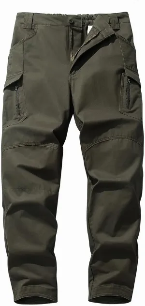 Mylldey Men's Hiking Pants Relaxed Fit Cotton Mens Work Pants Elastic Waist Cargo Mens Tactical Outdoor Pants