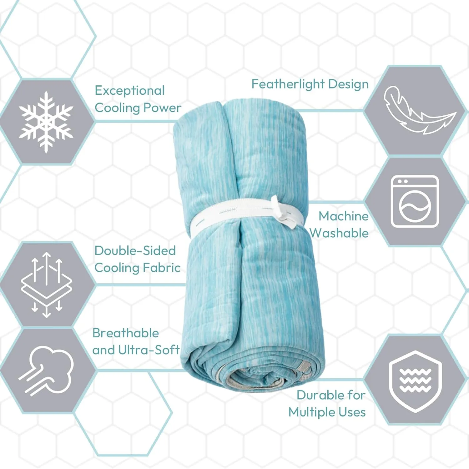 NANPIPER Cooling Blanket Queen Size for Hot Sleepers,Double Sided Cold Lightweight Summer Bed Blanket, Air Blue 90"x90"