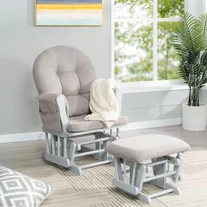 Naomi Home Nursery Glider & Ottoman Sets, Reclining Glider Rocker with Ottoman, Nursery Rocking Breastfeeding Maternity Chair for Baby Room, Recliner Glider with Ottoman, Padded Arms - Light Gray