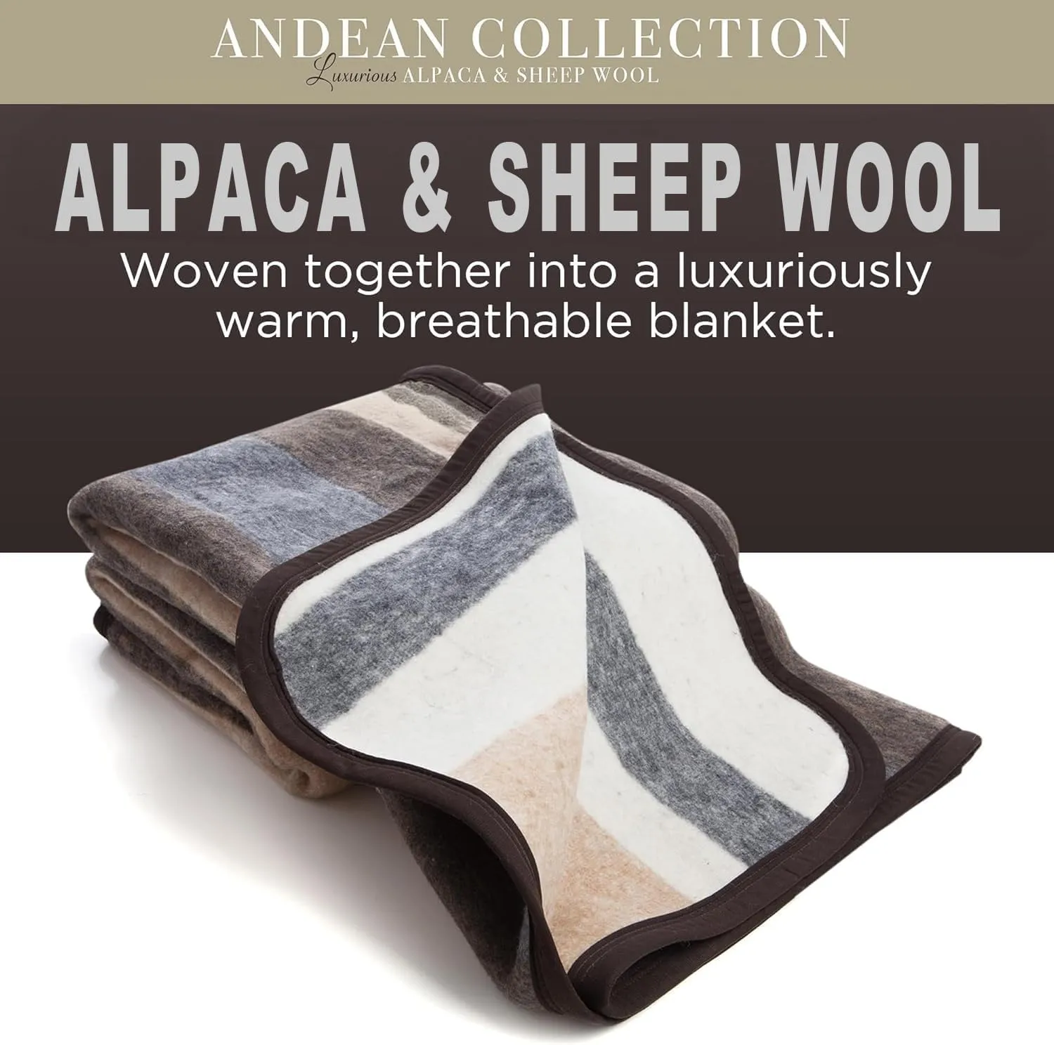 Natural Alpaca & Sheep Wool Blanket – Twin Size – Heavyweight Warmth, Thick, Breathable, Natural Texture & Scent, 63 x 84 Inches, 4.2 lbs – Made in Peru
