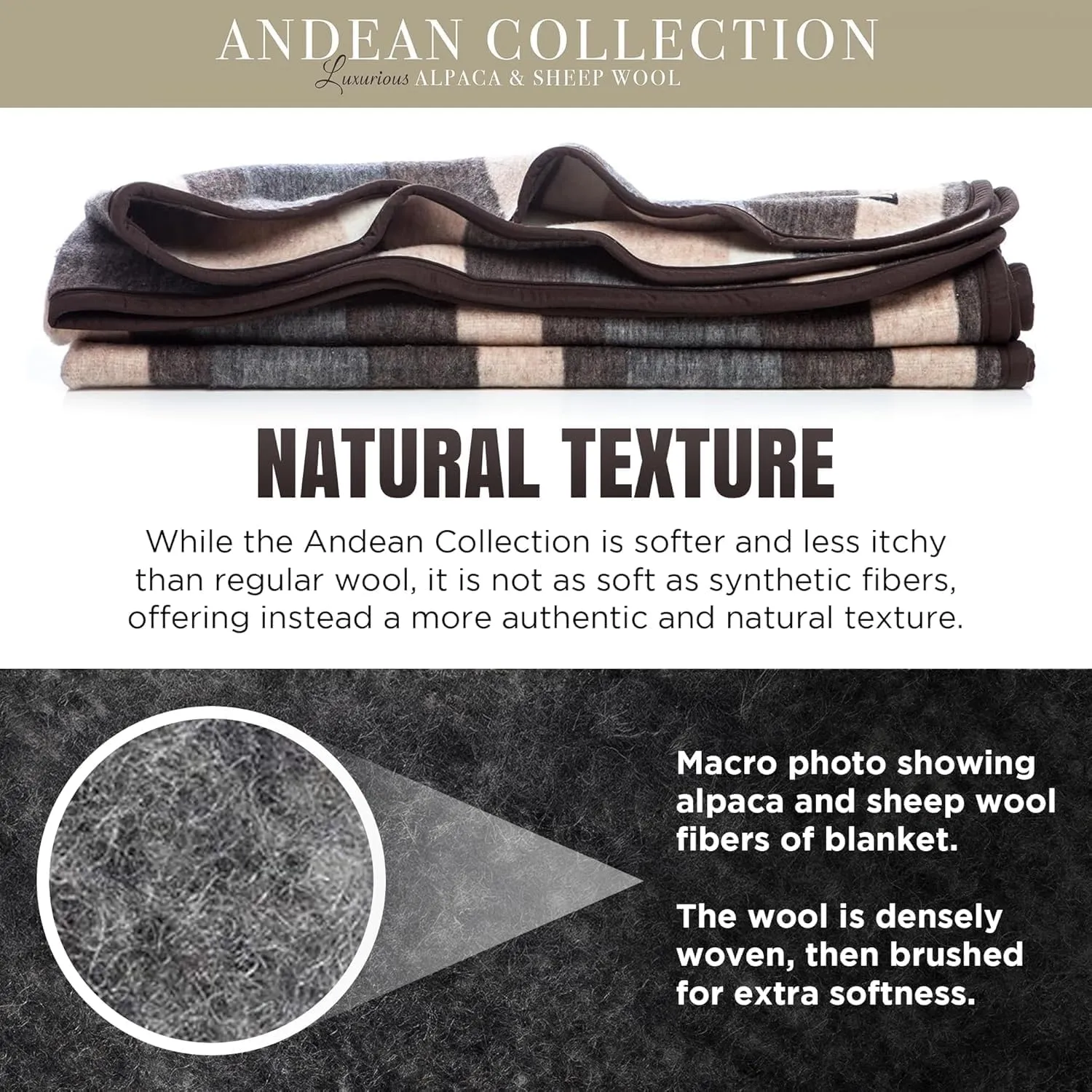Natural Alpaca & Sheep Wool Blanket – Twin Size – Heavyweight Warmth, Thick, Breathable, Natural Texture & Scent, 63 x 84 Inches, 4.2 lbs – Made in Peru