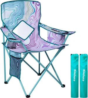 Nazhura 4 Pack Folding Camping Chair with Cooler Pouch, Mesh Backrest and Cup Holder Pocket (Flower, 2 Pack)