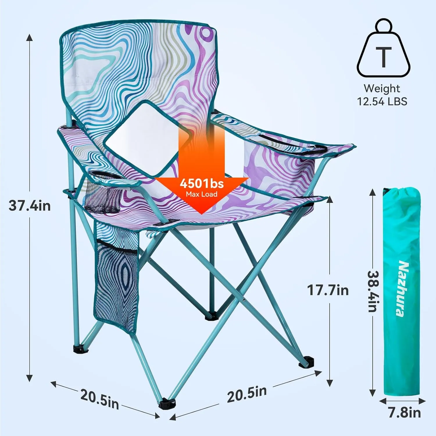 Nazhura 4 Pack Folding Camping Chair with Cooler Pouch, Mesh Backrest and Cup Holder Pocket (Flower, 2 Pack)