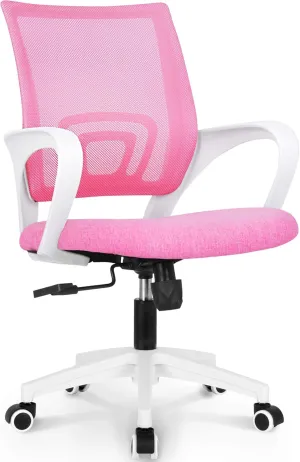 NEO CHAIR Office Desk Computer Chair Ergonomic Mesh Gaming Mid Back Seat with Comfy Lumbar Support Adjustable Height Swivel for Home Task (Pink)