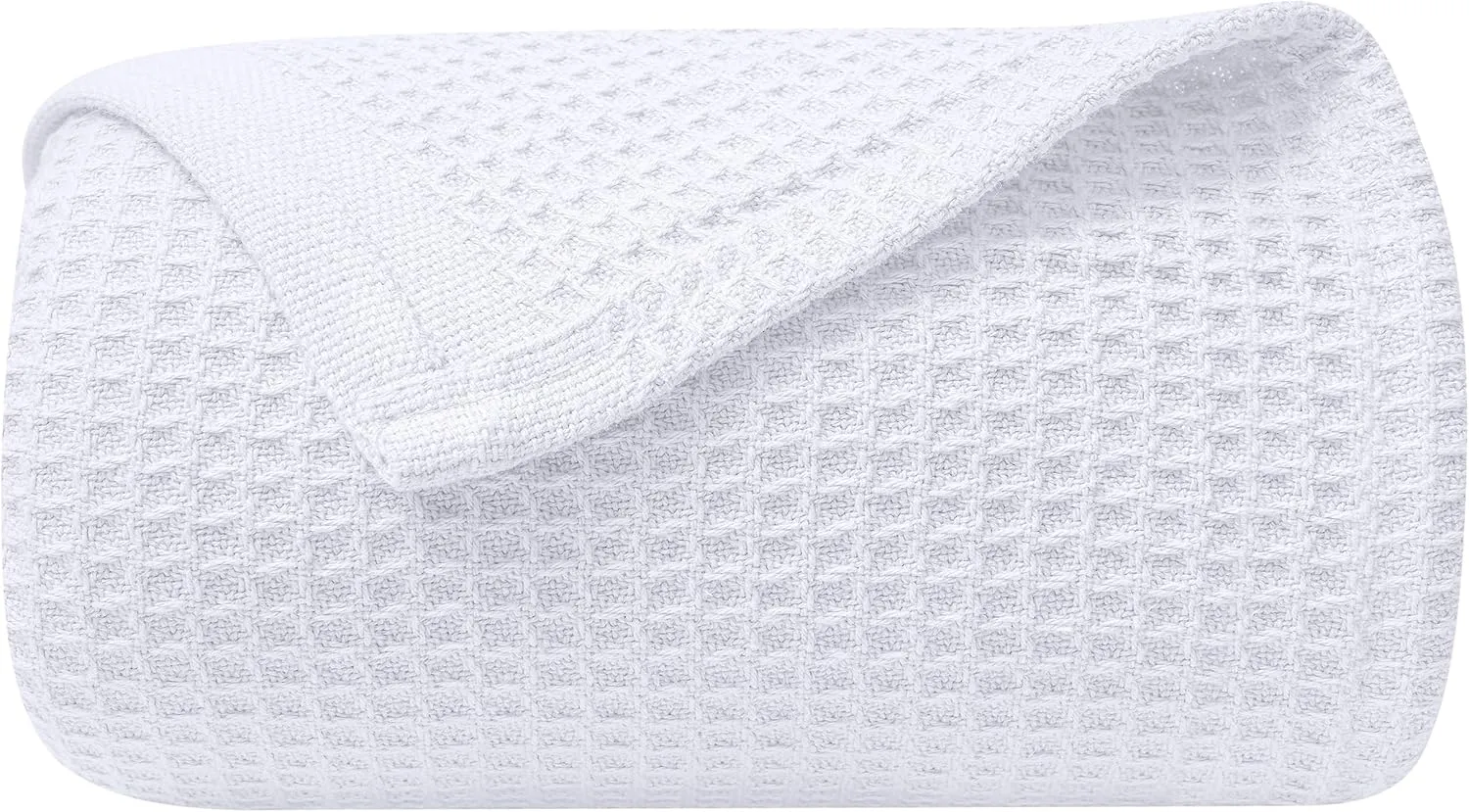 NesteriaHome 100% Cotton Blanket Waffle Weave White 405 GSM 90x108 Inches Soft Thermal Blanket King Size Lightweight, Breathable & Durable Summer Throw Blanket for Bed, Couches and Living Room