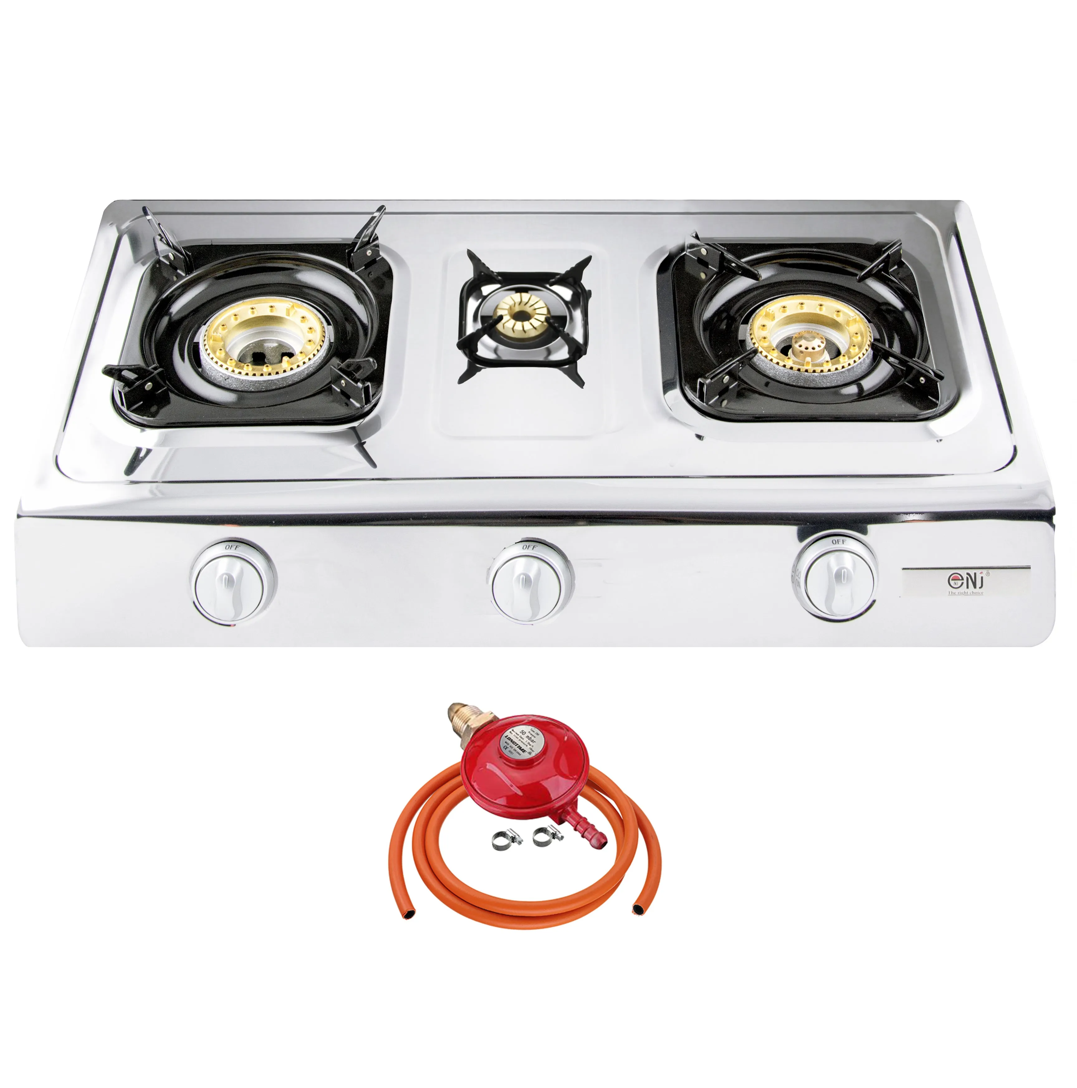 NJ NGB-300 Portable 3 Burners Gas Stove for Outdoor Camping LPG 8 kW with Piezo