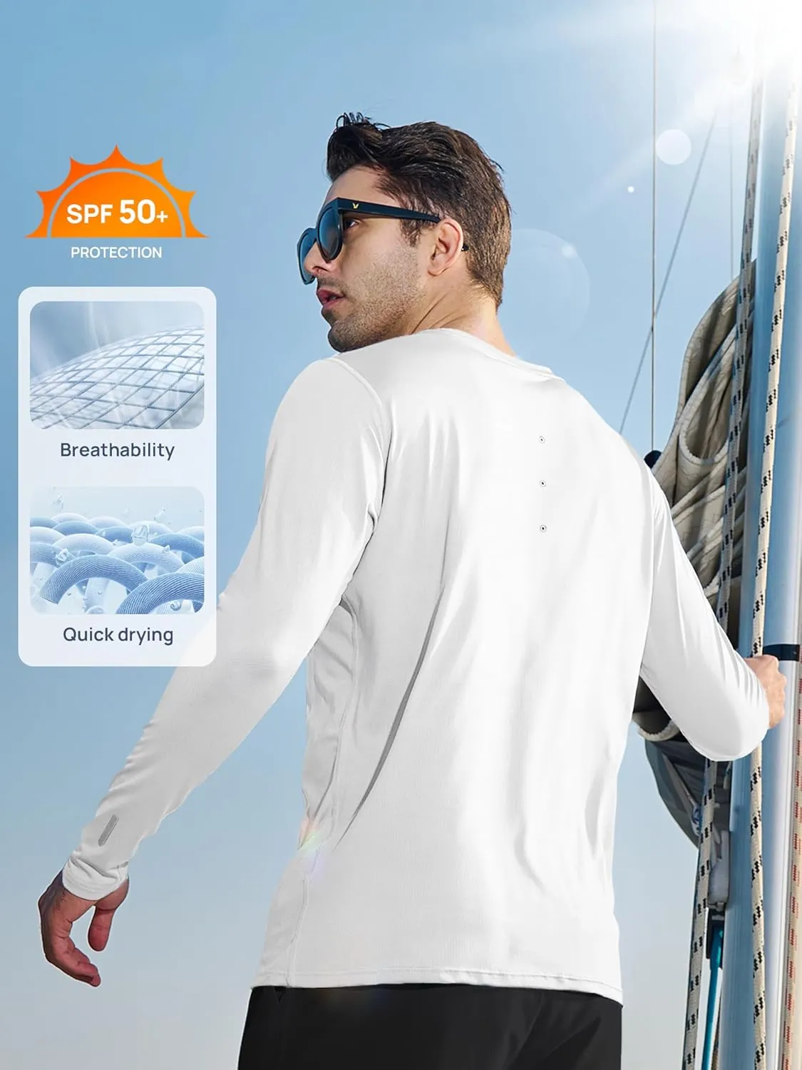 NORTHYARD Men's Sun Protection Shirts Long Sleeve Swim Fishing UPF 50  Shirt UV Hiking Lightweight Rash Guard Athletic