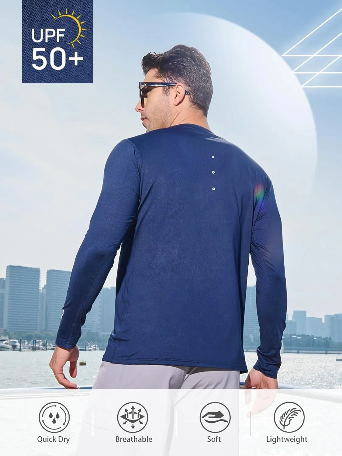 NORTHYARD Men's Sun Protection Shirts Long Sleeve Swim Fishing UPF 50  Shirt UV Hiking Lightweight Rash Guard Athletic