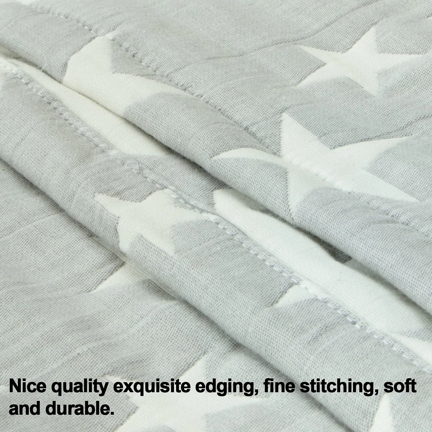 NTBAY 3 Layer Toddler Blanket, Muslin Cotton Jacquard Bed Blankets, Lightweight Thermal Baby Blanket, Super Soft and Warm Crib Blanket for All Seasons, Decoration Gift, 30"x40", Grey Star