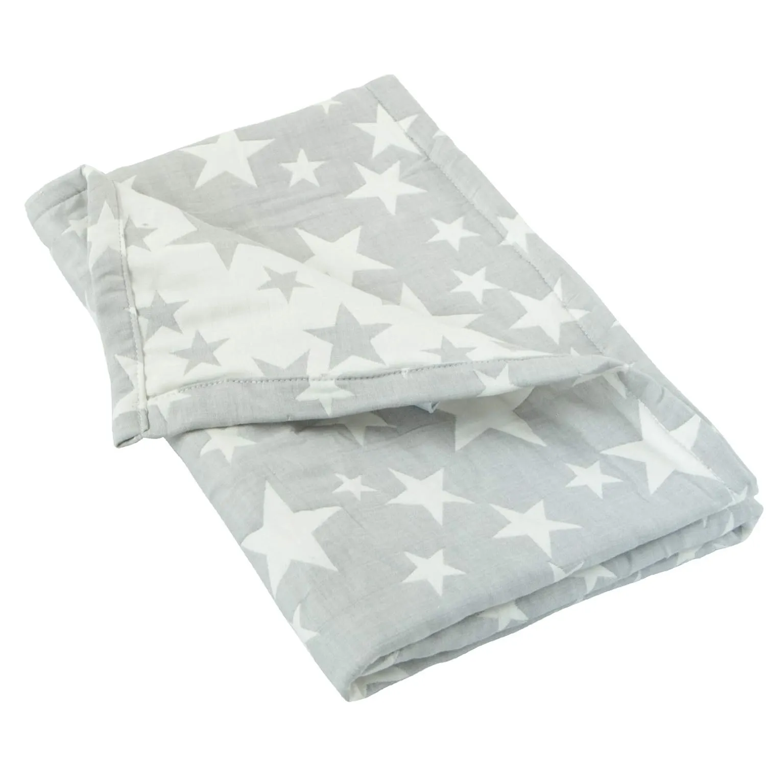 NTBAY 3 Layer Toddler Blanket, Muslin Cotton Jacquard Bed Blankets, Lightweight Thermal Baby Blanket, Super Soft and Warm Crib Blanket for All Seasons, Decoration Gift, 30"x40", Grey Star
