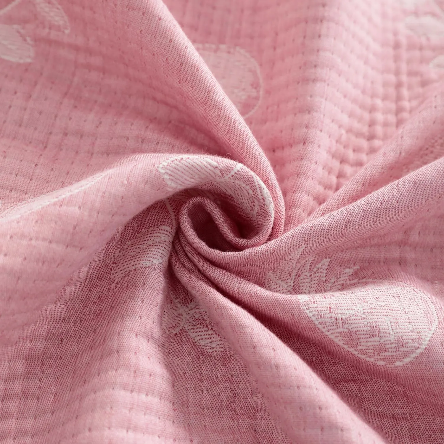 NTBAY 3 Layer Toddler Blanket, Muslin Cotton Jacquard Bed Blankets, Lightweight Thermal Baby Blanket, Super Soft and Warm Crib Blanket for All Seasons, Decoration Gift, 30"x40", Pink Pineapple