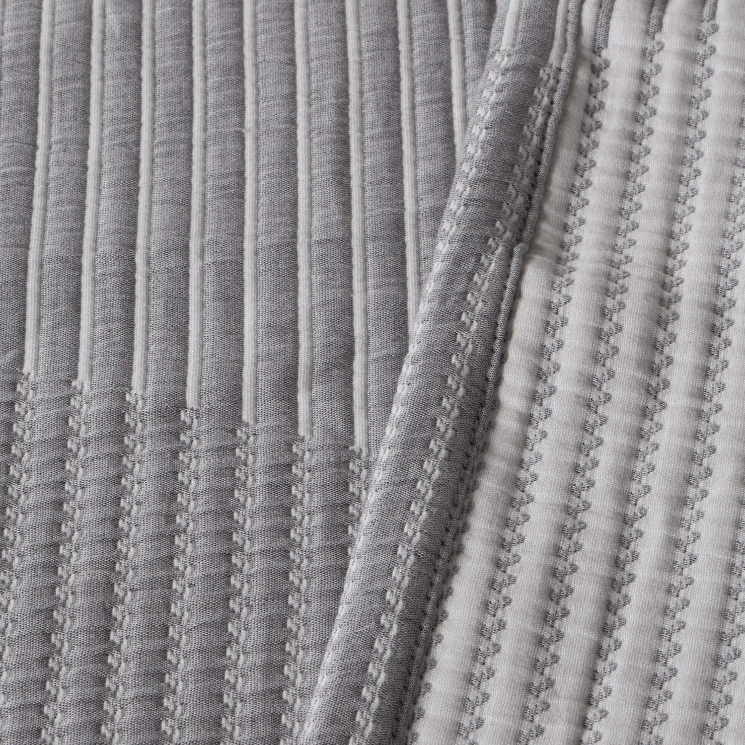NTBAY 3 Layers Cotton Muslin 88x92 Queen Bed Blanket, Super Soft Breathable Thermal Yarn Dyed Quilt for Adults, Perfect Lightweight Blanket for Couch Sofa Bed All Seasons, Grey Striped