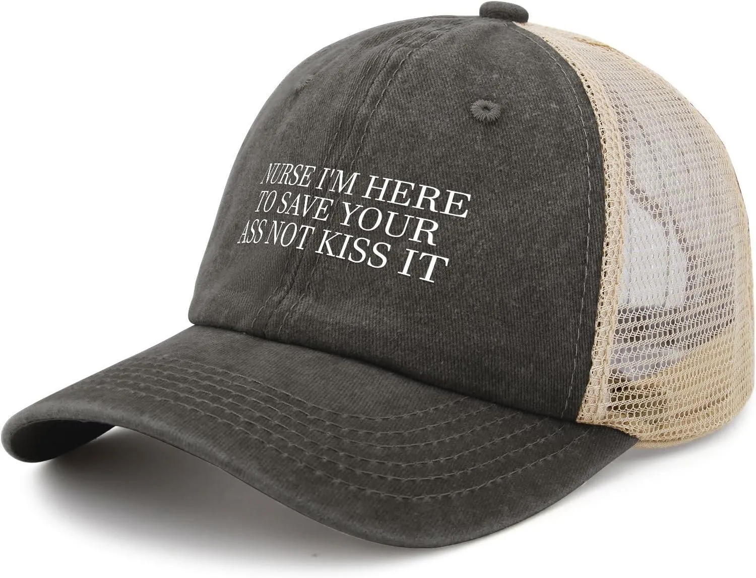 Nurse I'm Here to Save Your Ass Not Kiss It Trucker Hat Women Funny Mesh Cap for Summer
