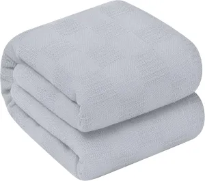 Oakias 100% Cotton Blanket - Queen Size Silver, 350 GSM, 90 x 90 Inches, Soft, Thermal, Breathable & Durable Summer Throw Blanket for Bed, Couches & Living Room