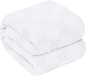 Oakias 100% Cotton Blanket – Queen Size White, 90 x 90 Inches – 350 GSM Soft, Lightweight & Breathable Thermal Blanket – Durable All-Season Comfort for Bed & Couch
