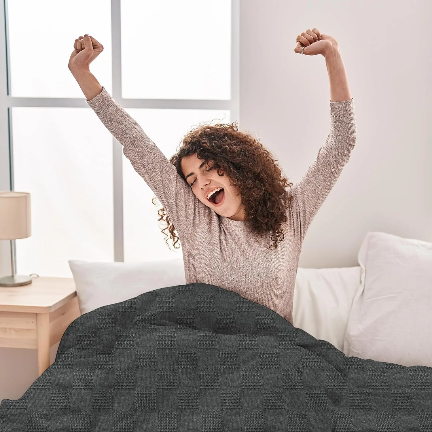 Oakias 100% Cotton Twin Grey Blanket - 350 GSM, 90 x 72 Inches, Soft Thermal, Lightweight, Breathable & Durable Summer Blanket for Bed, Couches & Living Room
