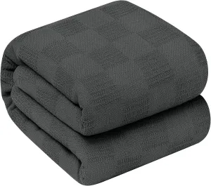 Oakias 100% Cotton Twin Grey Blanket - 350 GSM, 90 x 72 Inches, Soft Thermal, Lightweight, Breathable & Durable Summer Blanket for Bed, Couches & Living Room