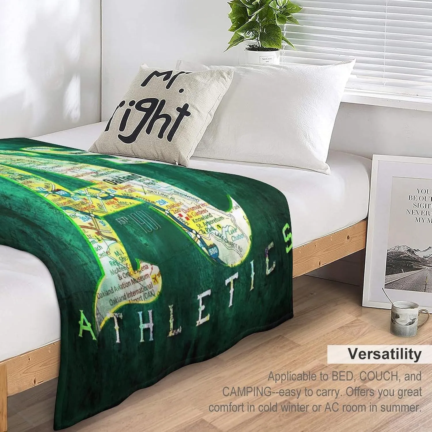 Oakland City Baseball Blanket Soft Flannel Lightweight Outdoor Travel Blanket Living Room Bedroom Sofa Decoration Baseball Fan Gift 50x60 Inch