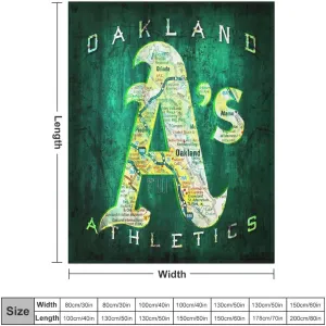Oakland City Baseball Blanket Soft Flannel Lightweight Outdoor Travel Blanket Living Room Bedroom Sofa Decoration Baseball Fan Gift 50x60 Inch