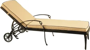 Oakland Living Contemporary Modern Mesh Lattice Outdoor Bronze Patio Garden Pool Aluminum Chaise Lounge with Wheels and Cushion