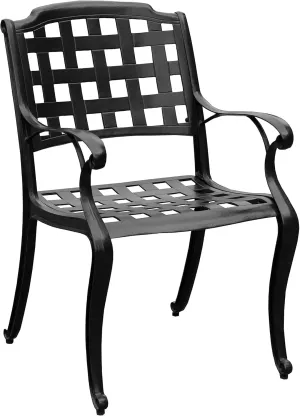 Oakland Living Modern Outdoor Mesh Cast Aluminum Black Patio Dining Chair