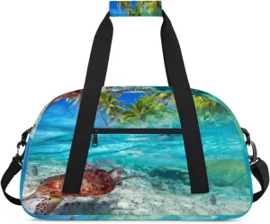 Ocean Turtle Gym Duffel Bag for Men Women Coconut Tree Sports Tote Bag with Adjustable Shoulder Strap for Dance Gymnastics Traveling Outdoor Camping Overnight Stay
