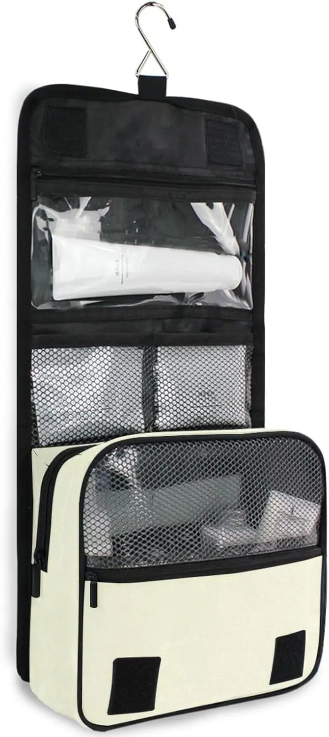 ODAWA Toiletry Bag Light Yellow Hanging Travel Makeup Organizer Spacious Toiletry Bag for Women and Men