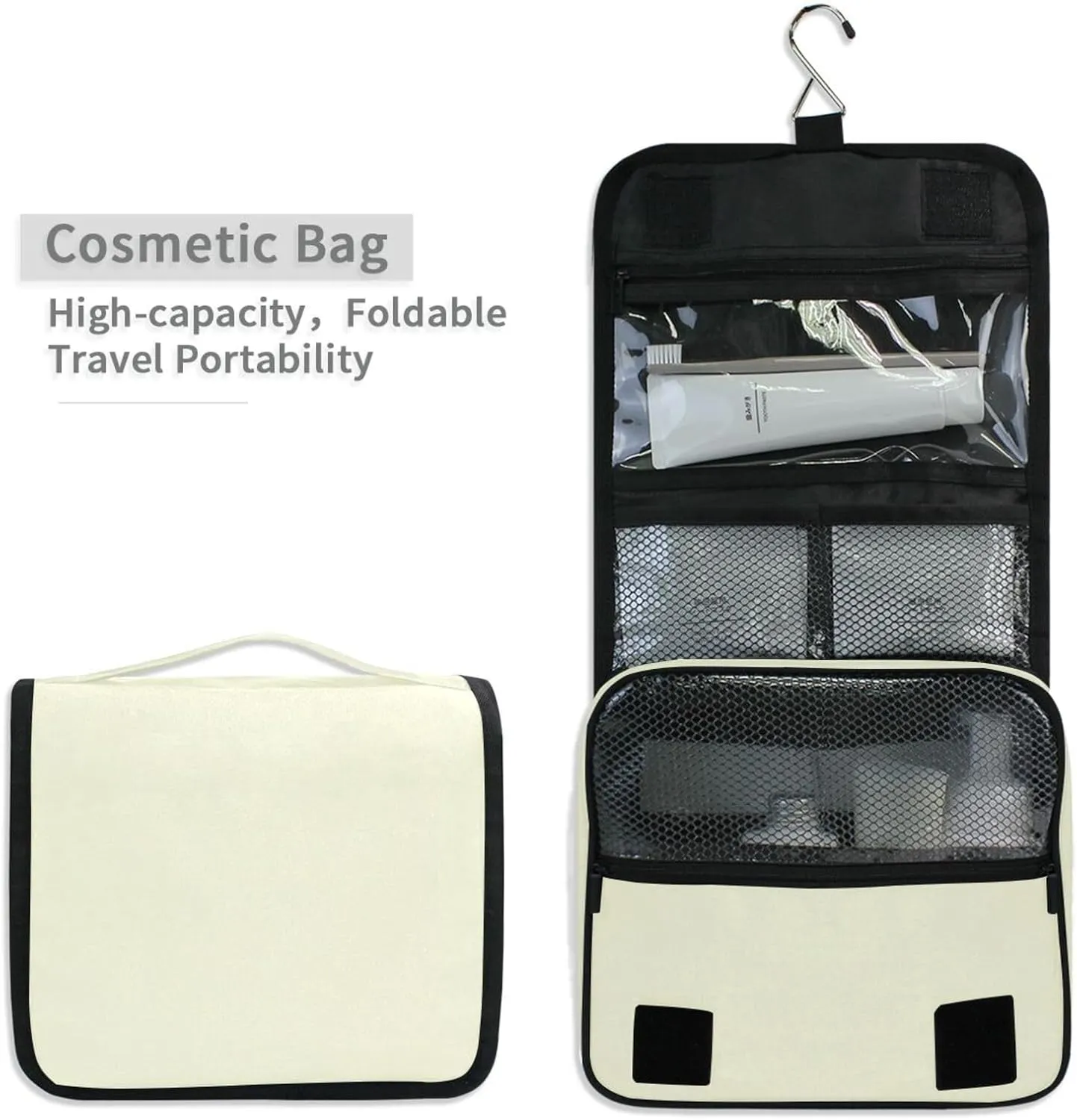 ODAWA Toiletry Bag Light Yellow Hanging Travel Makeup Organizer Spacious Toiletry Bag for Women and Men