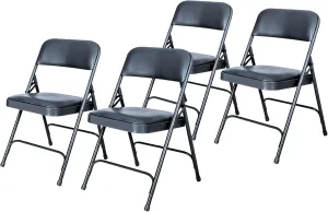 OEF Furnishings (4 Pack) Premium Vinyl Padded Folding Chair, Blue - Perfect for Home, Office, or Event Seating