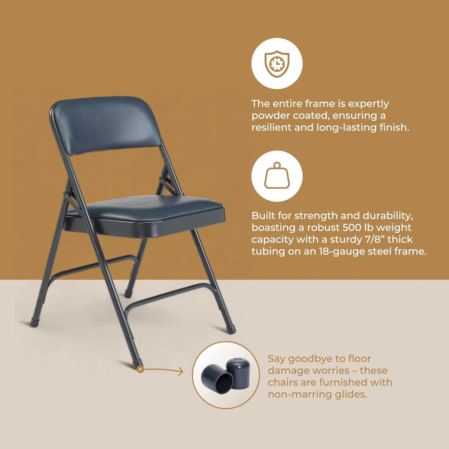 OEF Furnishings (4 Pack) Premium Vinyl Padded Folding Chair, Blue - Perfect for Home, Office, or Event Seating