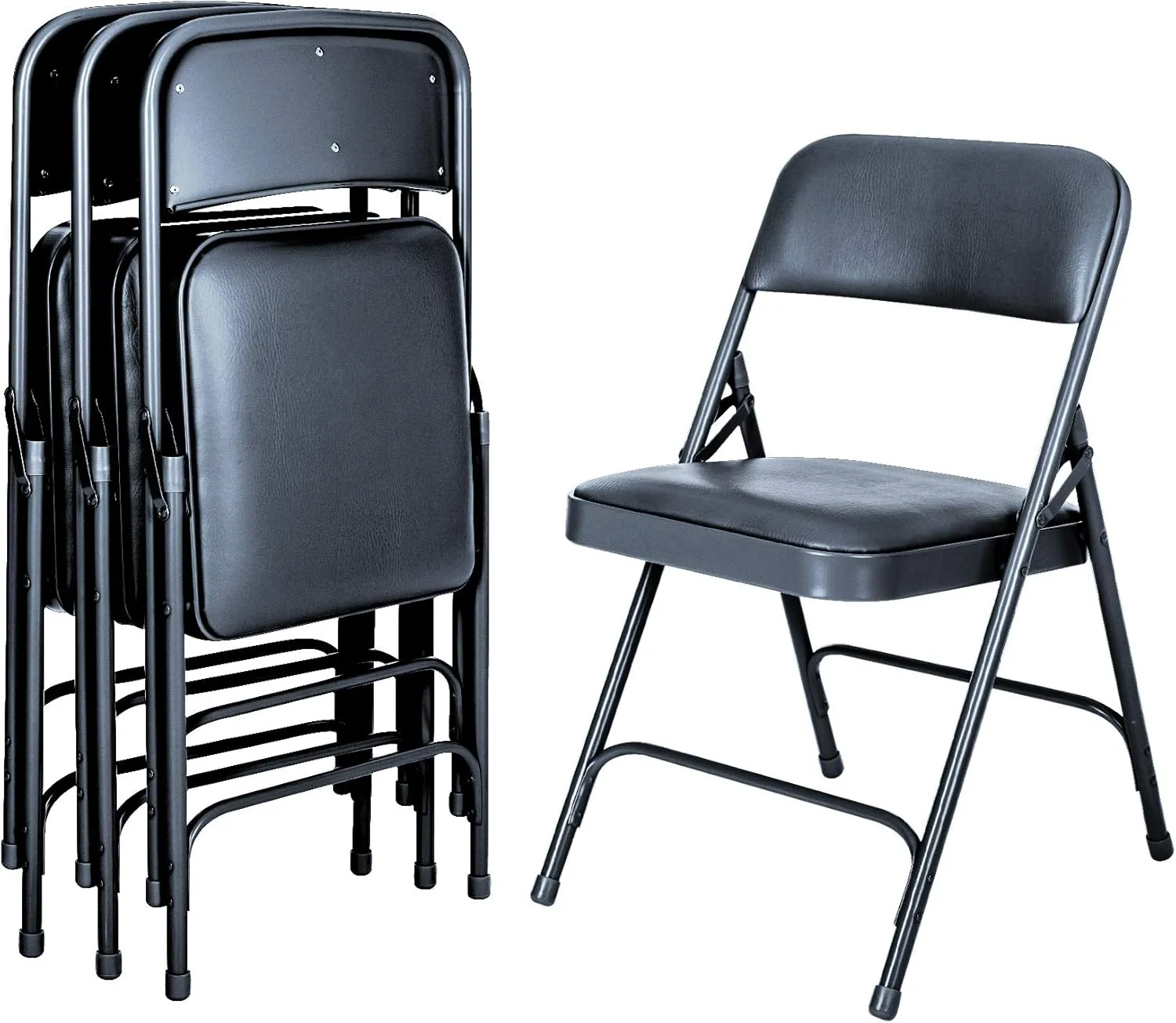 OEF Furnishings (4 Pack) Premium Vinyl Padded Folding Chair, Blue - Perfect for Home, Office, or Event Seating