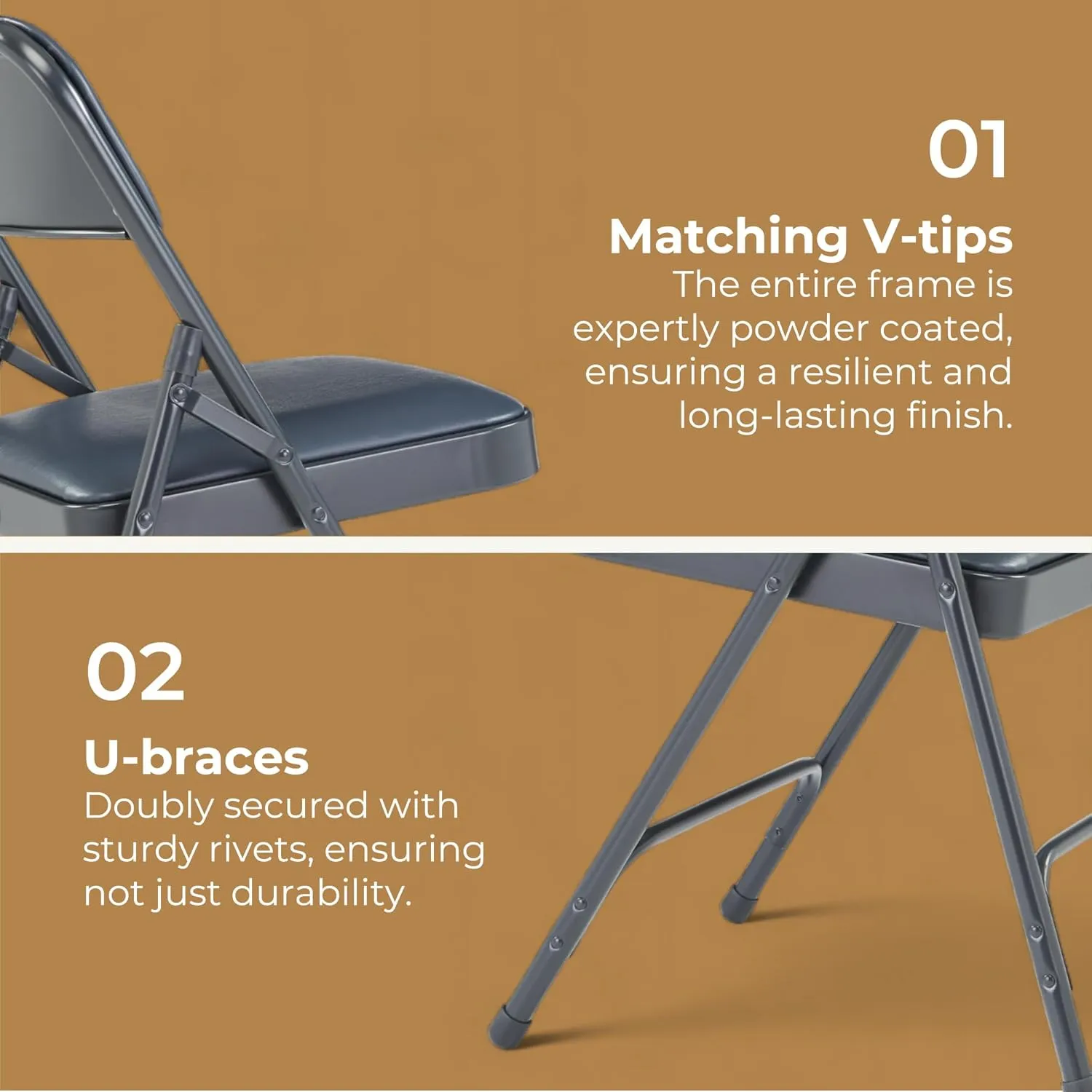 OEF Furnishings (4 Pack) Premium Vinyl Padded Folding Chair, Blue - Perfect for Home, Office, or Event Seating
