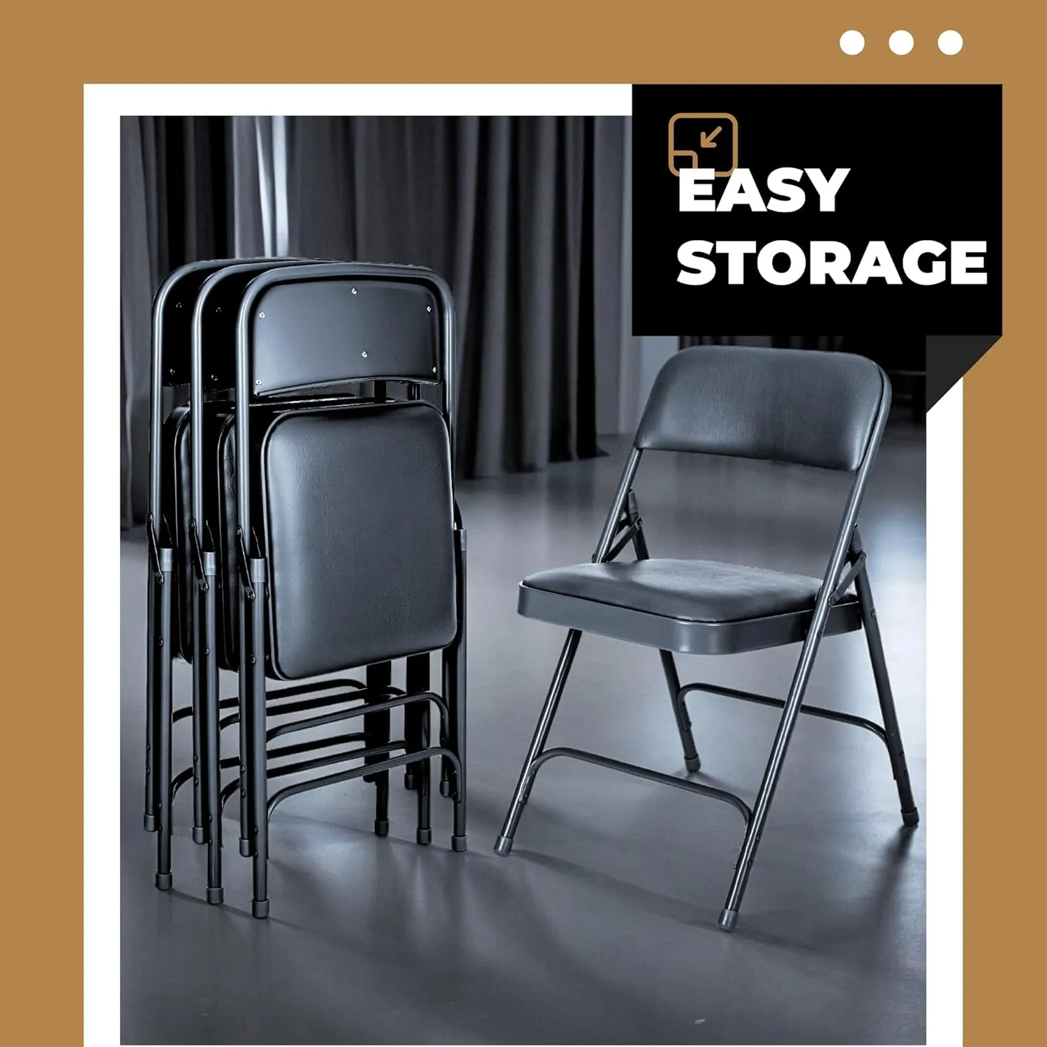 OEF Furnishings (4 Pack) Premium Vinyl Padded Folding Chair, Blue - Perfect for Home, Office, or Event Seating