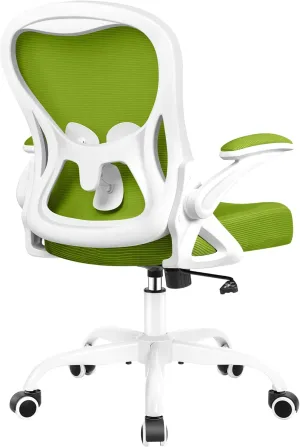 Office Chair Desk Chair, Ergonomic Mesh Computer Chair Home Office Desk Chairs, Swivel Task Chair Mid Back Breathable Rolling Chair with Adjustable Lumbar Support Flip Up Armrest (Green)